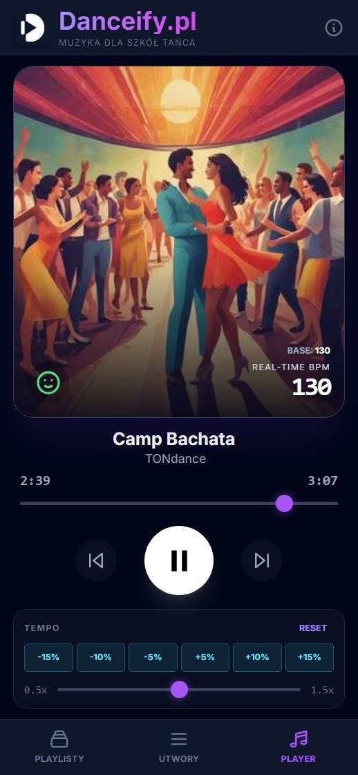 Widok mobilny aplikacji Danceify